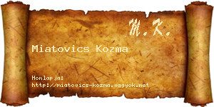 Miatovics Kozma névjegykártya